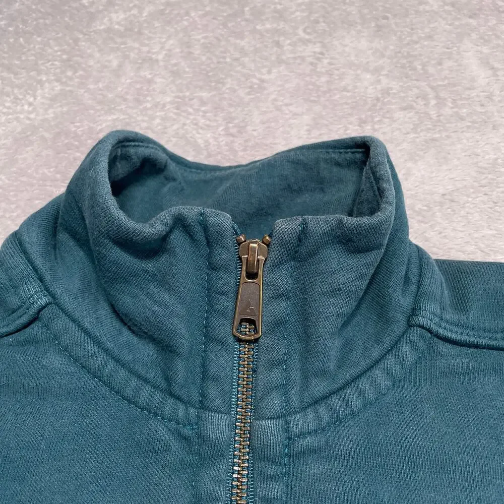 American Giant Sweatshirt Womens XS Green Blue Moto Full Zip Heavyweight Classic